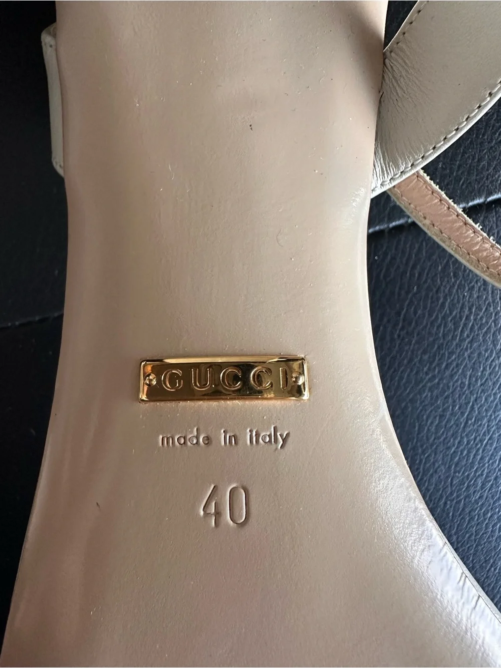 Authentic Gucci White Leather GG Horsebit Strap Heeled Sandals